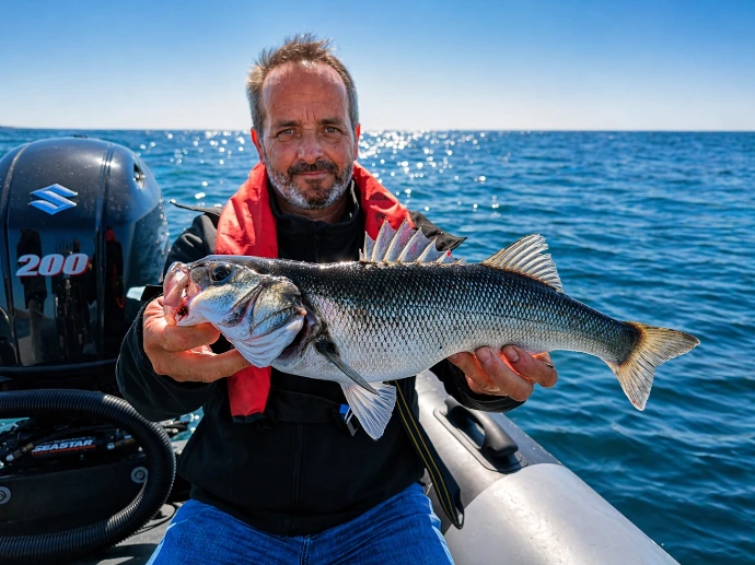 pêcheur avec un bar